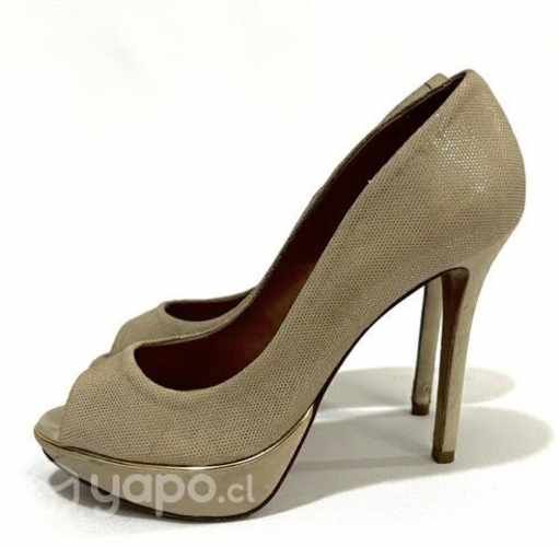 Zapato Taco Alto Cuero Marca Luz Dalua Mingo N*37