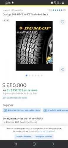 SET 4 NEUMÁTICOS DUNLOP grandtrek NUEVOS