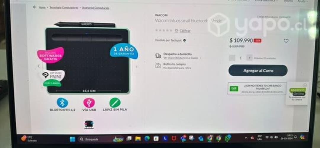 Tableta gráfica WACOM INTUOS BLUETOOTH NUEVA