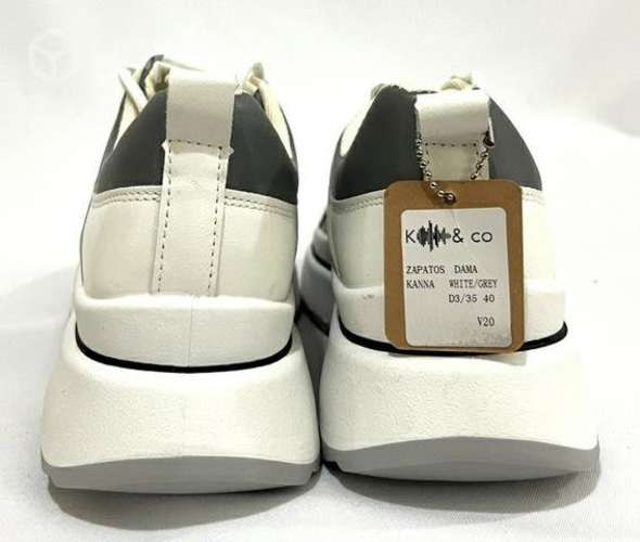 Zapatilla Sintética Marca K&co N*39 Blanco Gris