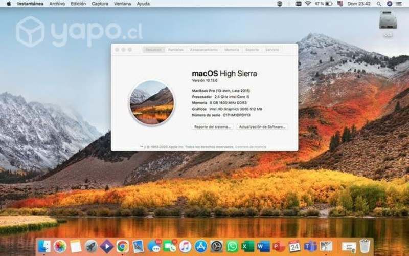 MacBook Pro 13 2011 SSD 480GB y 8GB Memoria