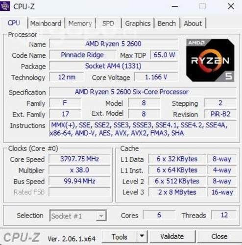 Pc gamer Rx6600 ryzen 5 2600