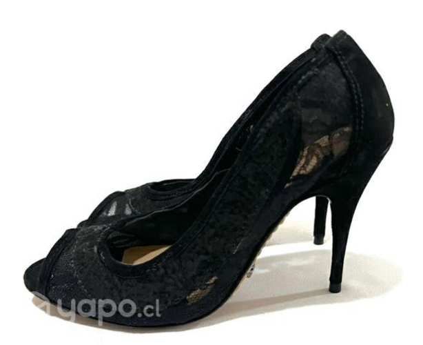 Zapato Taco Aguja Tela Y Cuero Marca Schutz N*35