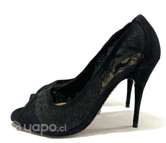 Zapato Taco Aguja Tela Y Cuero Marca Schutz N*36