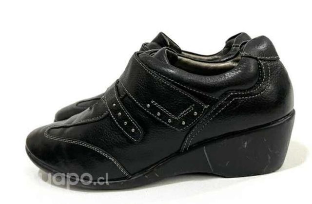 Zapatos Taco Chino Marca Carducci N*38 Cuero Negro