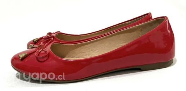 Zapato Plano Sintético Marca Via Uno N*35 Rojo