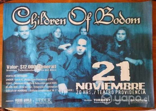Afiche Children of Bodom en Chile año 2001