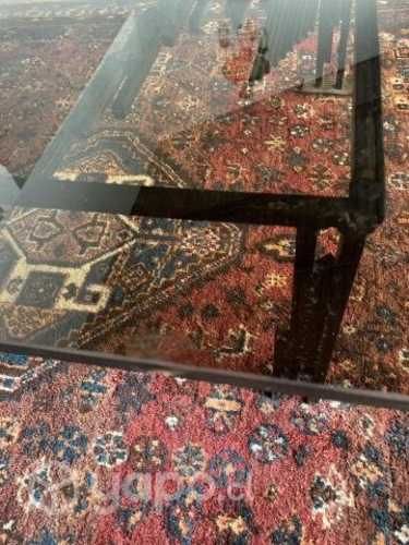 Mesa de centro de vidrio con base de fierro Vidrio