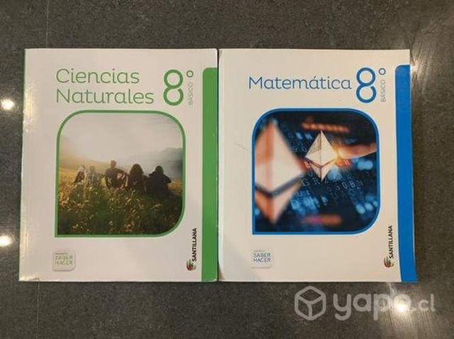 Libros Matemática y CN Santillana 8vo, poco uso