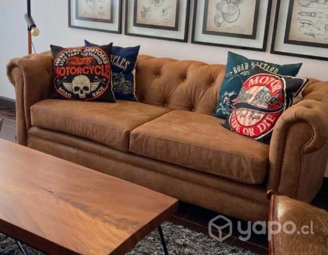 juego Sillones, Chesterfiel cuero caramelo