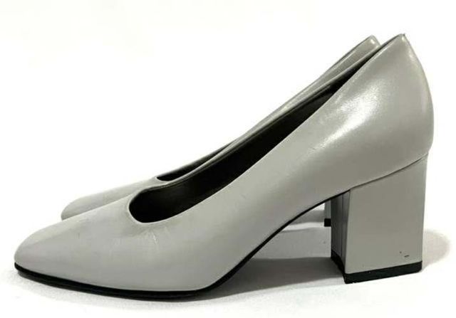 Zapato Tacón De Cuero Marca Gacel N*34 Gris Perla