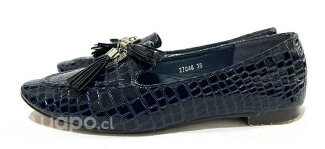 Zapato Plano Sintético Marca Sei N*35 Azul