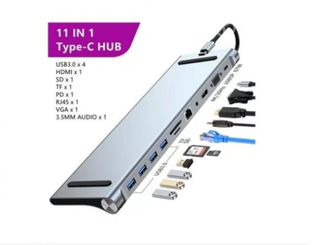 Hub 11 En 1 Usb Tipo C Usb-c Hdmi Vga Usb Lan Sd A