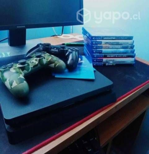 Ps4 slim de 500 gb + 2 controles y 7 juegos