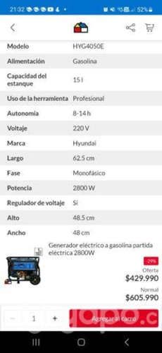 Generador hyundai 2800w