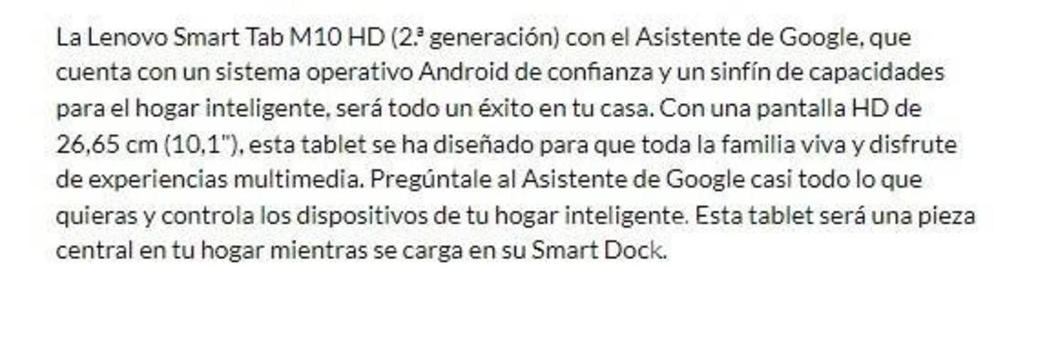 Tablet lenovo tab m10 hd / 10.1" / 2gb ram / 32gb