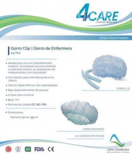 Gorros clip Mayorista, pack 1000u