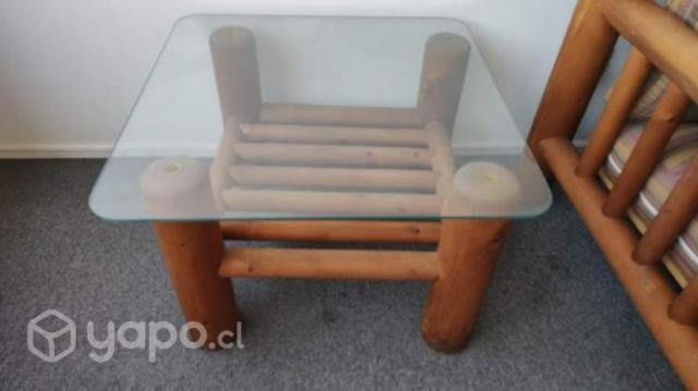 Mesa madera con vidrio