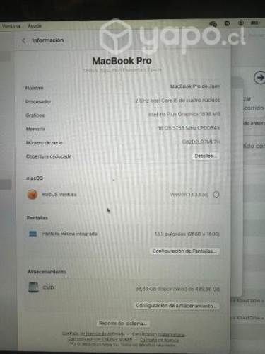 MACBOOK PRO i5 con TOUCHBAR Excelente estado