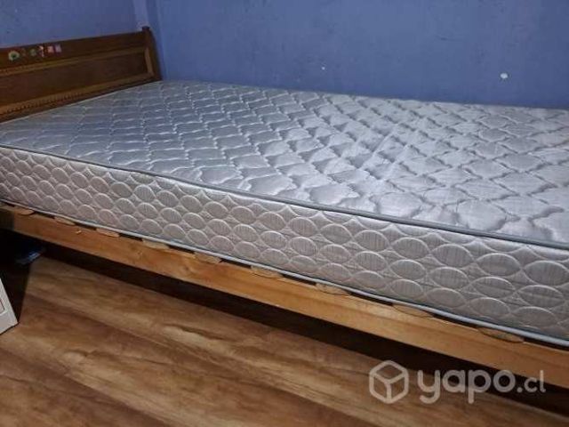 Cama 1,5 plaza con colchon resortes