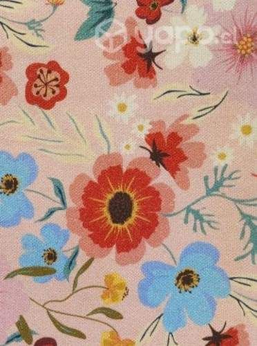 Funda Cojín Estampado Flor Algodón