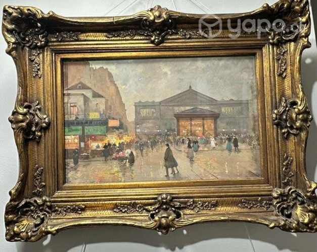 Antiguo cuadro Eugène Galien Laloue wash Paris