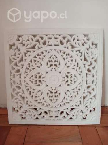 Cuadro Madera Tallada Mandala Flor