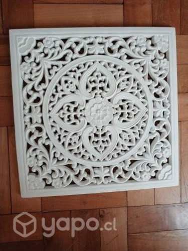 Cuadro Madera Tallada Mandala Flor