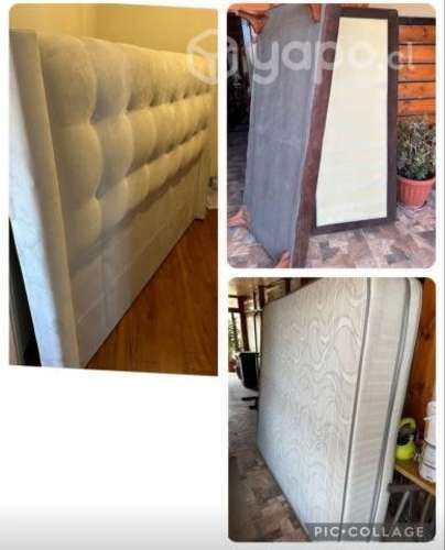 Cama KING Base+Colchon+Respaldo acolchado
