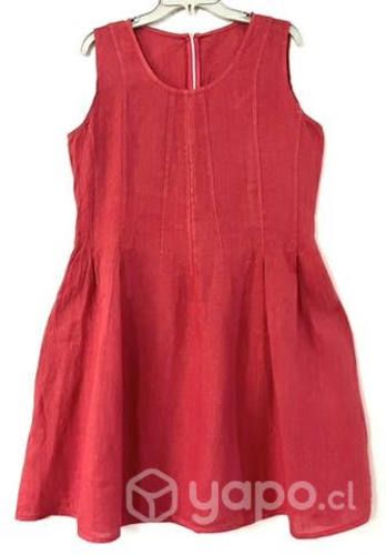 Vestido 100% Lino Marca Fbo Italy Talla XL