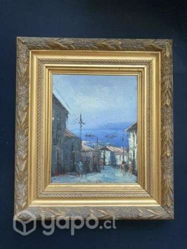 Oleo firmado cuadro valparaiso