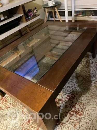 Mesa de centro madera y cubierta de vidrio