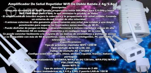 Amplificador De Señal Repetidor Wifi De Doble Band
