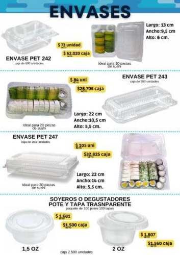 Bandejas para sushi plastico y alumino