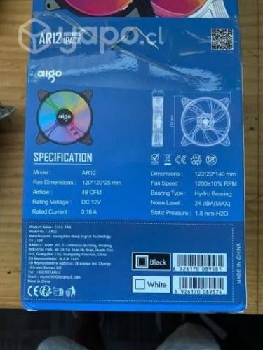 Pack 4 ventiladores Blancos con controlador RGB