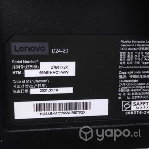 Monitor Lenovo 24" 75Hz