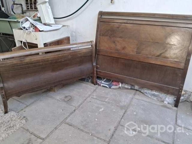 Cama completa 1.5 plaza de madera 1960