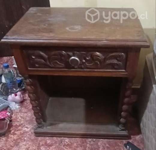 Cama americana 2 plaza y velador de madera