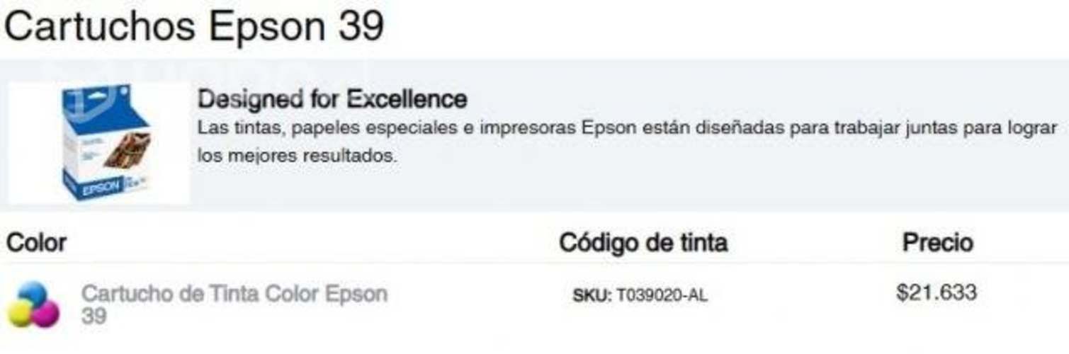 Tinta Epson Tricolor 39 V o P