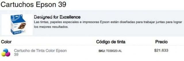 Tinta Epson Tricolor 39 V o P