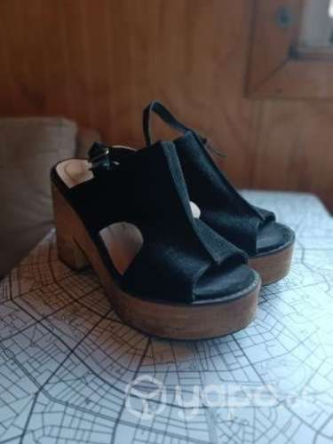 Sandalias con plataforma de madera