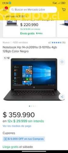 Notebook HP 14-ck2 mejorado con uso oficina