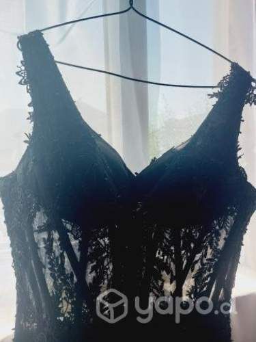 Vestido fino cintura corse semi transparente