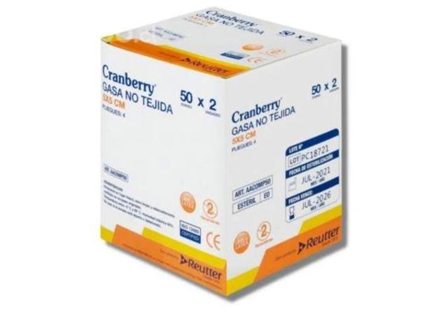 Gasa no tejida est. 5x5 x 2 un.cj x 50 creanberry