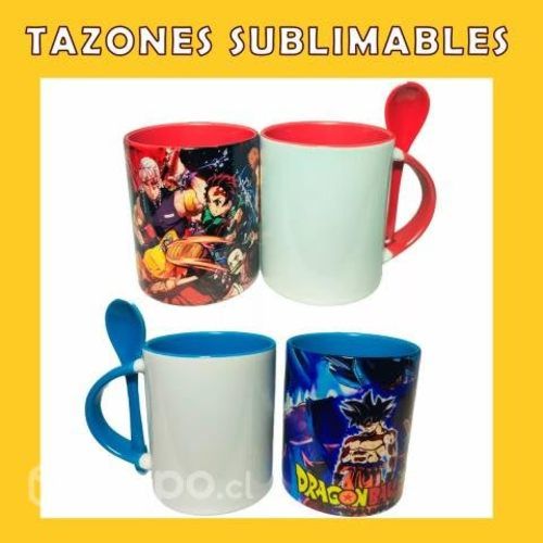 Oferta tazones sublimables de colores con Cuchara