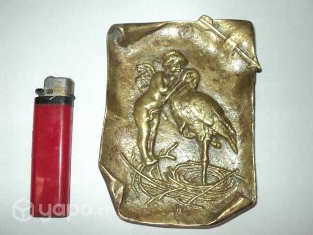 Antiguo Cuadrito De Bronce P/sobremesa