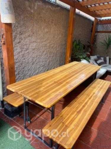 Excelente mesa con bancas picnic terraza