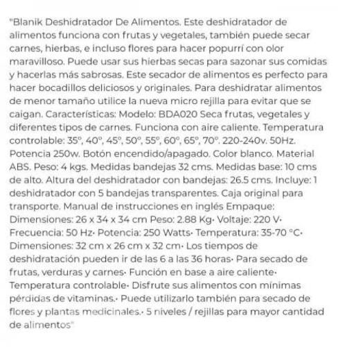 Deshidratador como nuevo