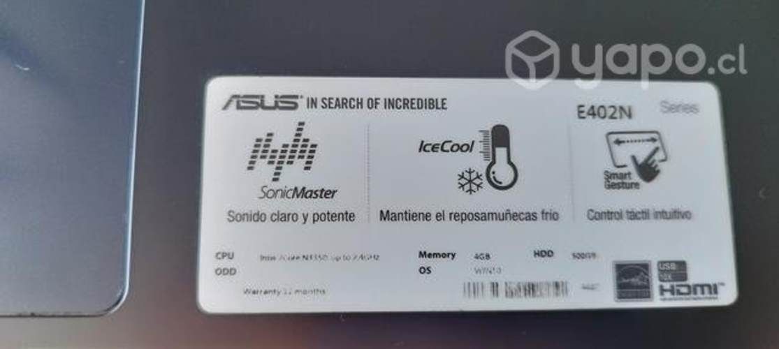 Notebook ASUS modelo E402N excelente velocidad