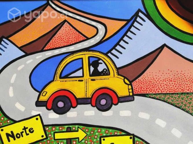 Cuadro infantil: auto amarillo